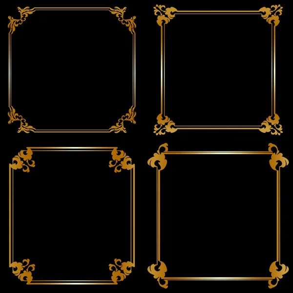 Set of gold frames — Stock Vector