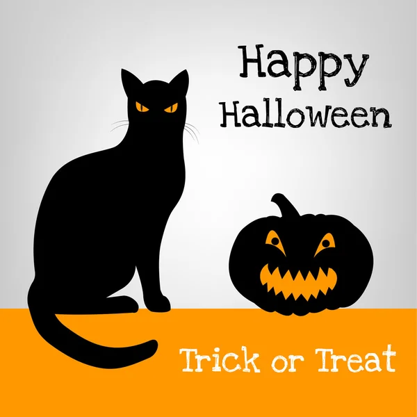 Tarjeta de Halloween con gato negro — Vector de stock