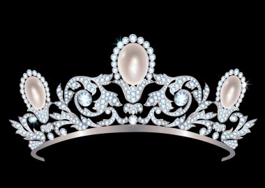 Elmas ve inciler ile diadem