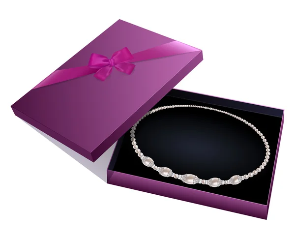 Necklace in a gift box — Stok Vektör