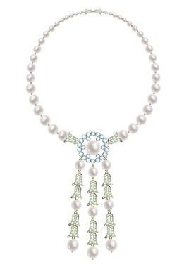 Pearl and diamonds necklace clipart