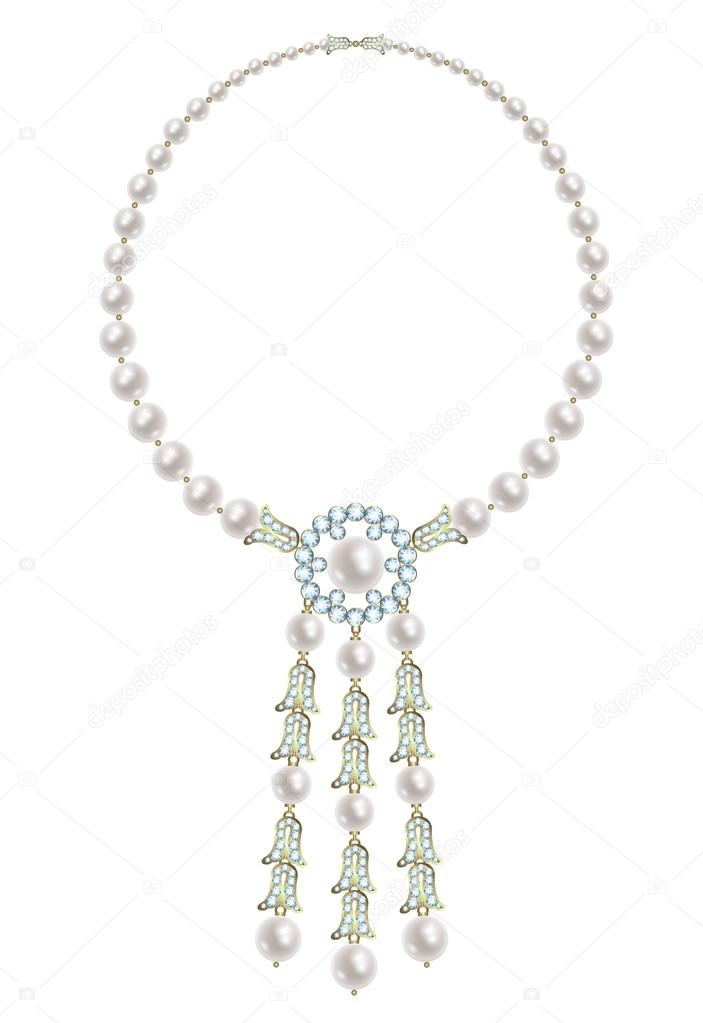 Pearl and diamonds necklace