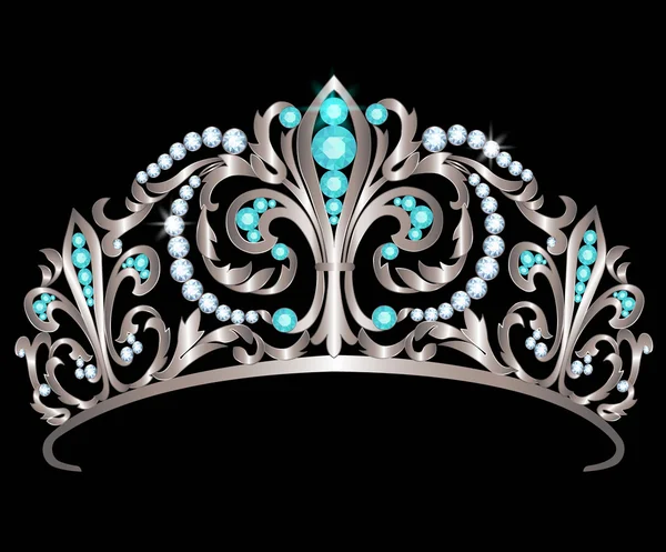 海蓝宝石和钻石王冠 — 图库矢量图片