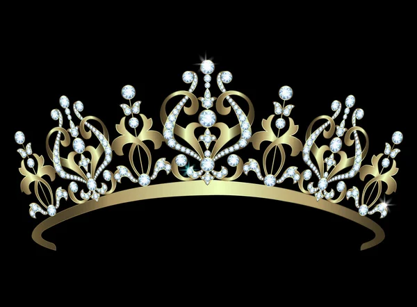 Diadema de ouro com diamantes — Vetor de Stock