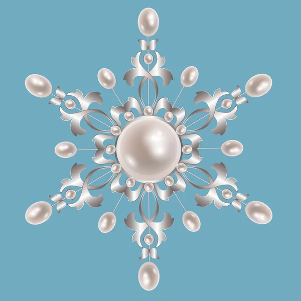 Silberfibel mit Perlen — Stockvektor