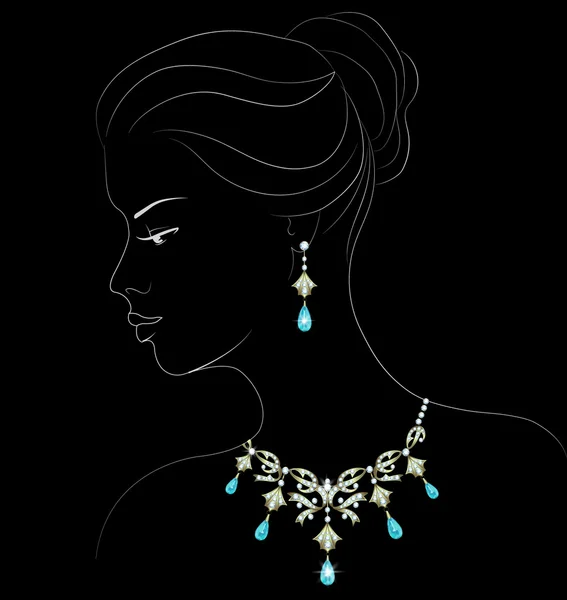 Mujer con collar — Vector de stock