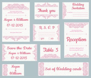 Düğün kartları kümesi