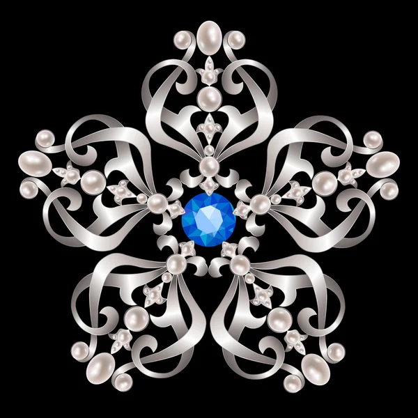 真珠のブローチ — ストックベクタ