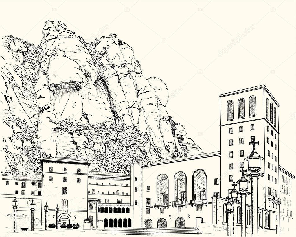 Drawing of Montserrat Monastery