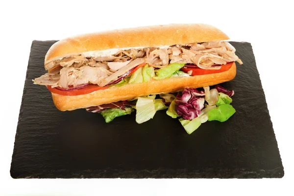 Italian Sub Long Baguette with Ham Cheese Tomato and Lettuce — ストック写真