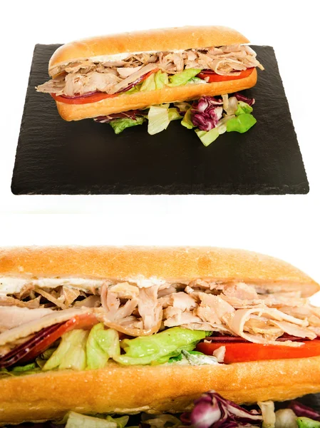 Sub Long Baguette con prosciutto e lattuga — Foto Stock