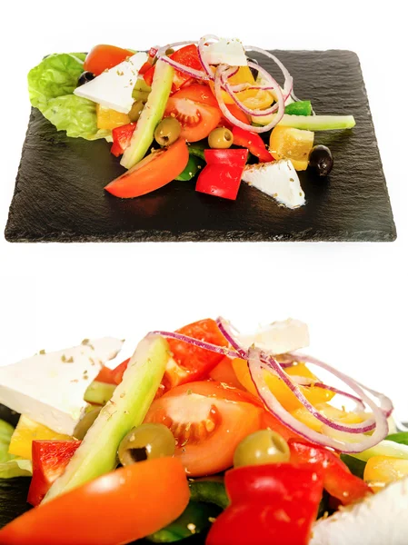 Griekse groente salade met feta of geitenkaas. — Stockfoto