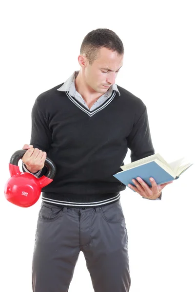 Hombre de negocios en suéter negro con camisa y pantalones elevando d rojo —  Fotos de Stock