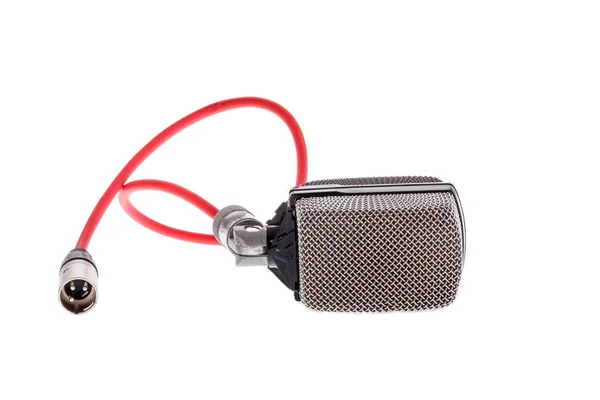 Vintage  microphone with red cable for lead vocal on live gig  o — Stock Photo, Image