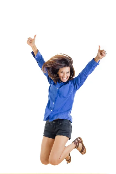 Éxito sonriente adolescente o mujer feliz por su éxito i —  Fotos de Stock