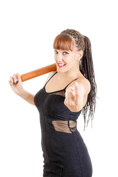 Elegant woman cook holding rolling pin — Stock Photo, Image