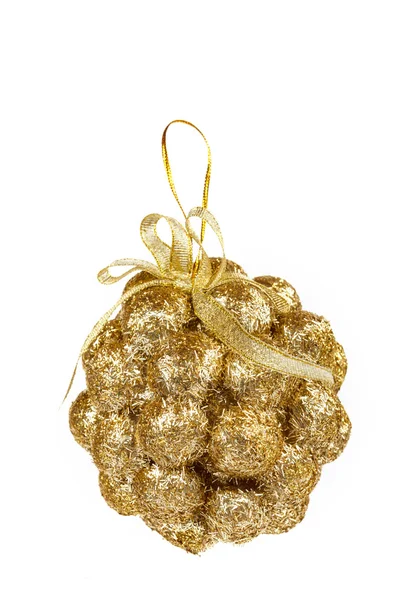 Dekorativní jeden ornament zlatý žlutý kulatý míč — Stock fotografie