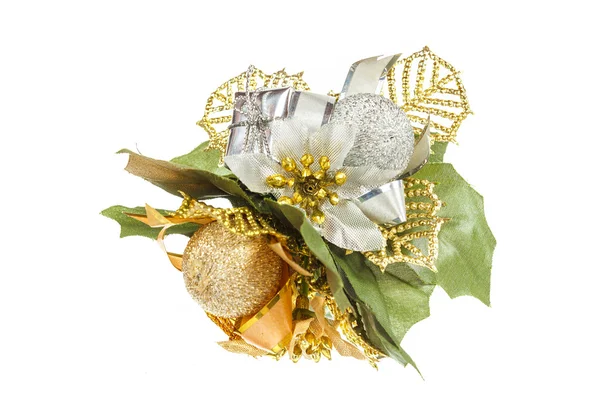 Dekoracyjny ornament jeden złoty żółty na Boże Narodzenie czy nowy rok — Zdjęcie stockowe