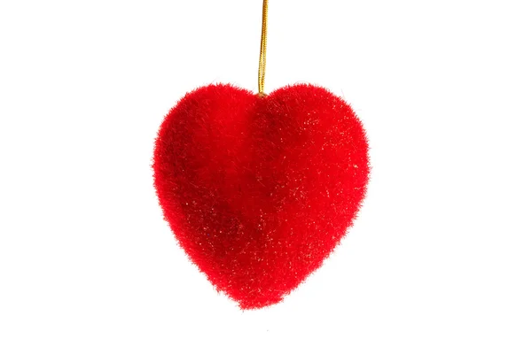 Decorativo un adorno de corazón rojo para Navidad o Año Nuevo tre — Foto de Stock