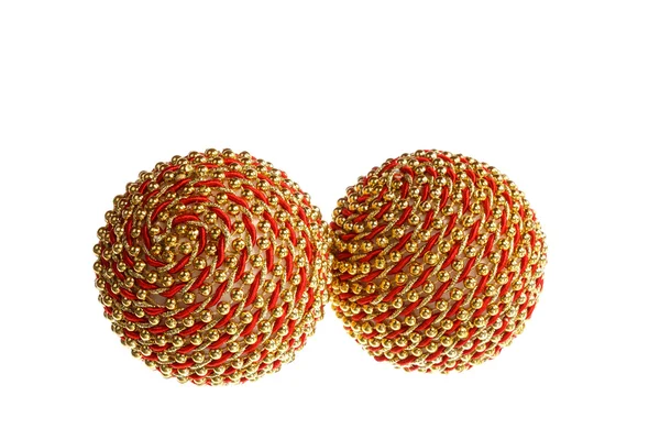 Decorative red and golden yellow round ball ornaments  for Chris — Stock Photo, Image