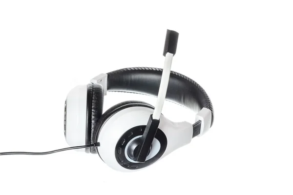 Headphones with microphone side view isolated on white — Stock Photo, Image