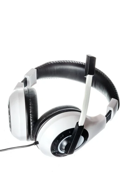 Pc headphones with microphone side view isolated on white — Stock Photo, Image