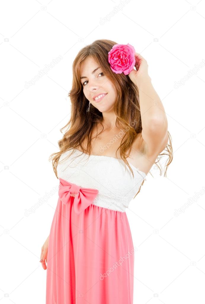 Lady with flower in her hair — Stock Photo © feelphotoartz 63327059