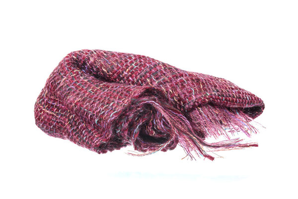 Colourful handmade neckwear or scarf of woolen knitted fabric te