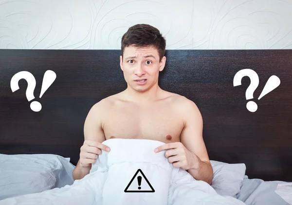 Young man thinking about impotency problems and prostate — Stock Photo, Image