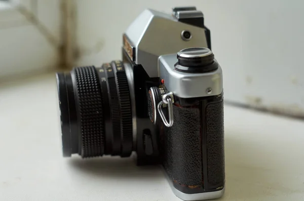 Photo of non-working Soviet film camera close up