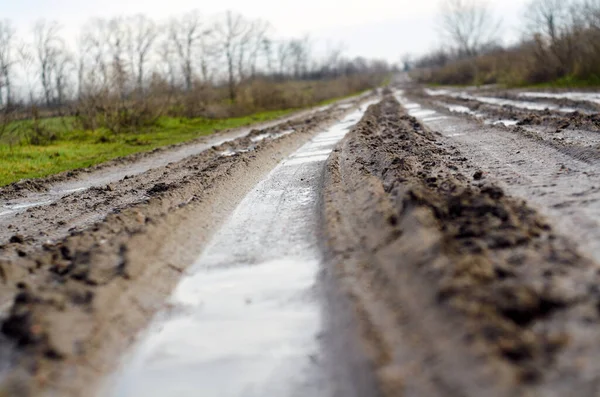 Smutsig Landsväg Januari Ukraina — Stockfoto