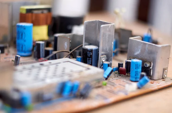Photo Capacitors Electronics Board Electrical Circuits — Stock Photo, Image