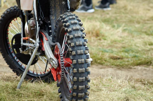 Motocross Rower Enduro Przed Jazdą Widok Tyłu — Zdjęcie stockowe