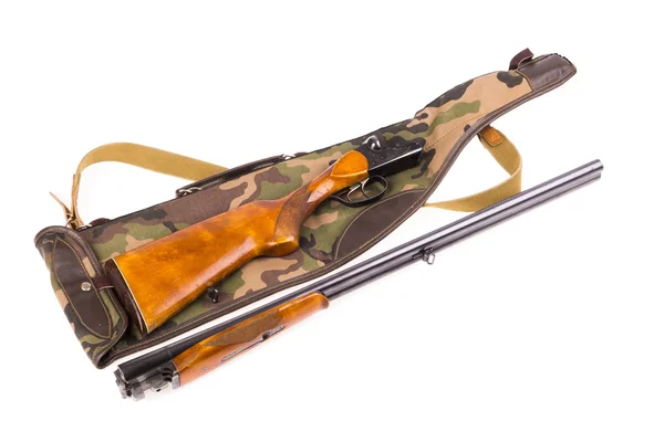 Disassembled hunting rifle and case — Stock Photo, Image