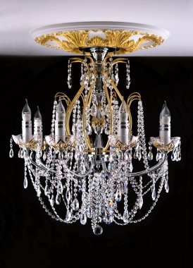 Classical style chandelier on ceiling clipart