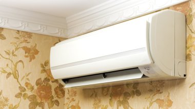 Air conditioner in home interior clipart