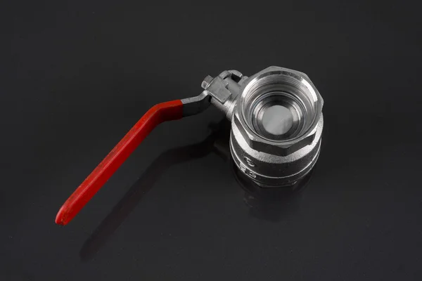 Ball valve on black — Stock Photo, Image