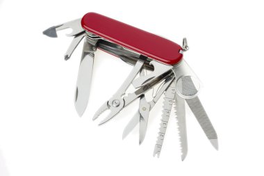 Pocket swiss army knife on white clipart