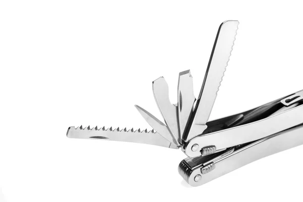 Multitool de aço inoxidável no branco — Fotografia de Stock