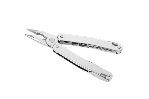 Stainless steel multitool on white — Stock Photo, Image