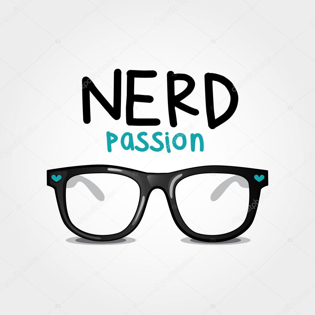Nerd passion. Vector illustration of glasses nerd style.