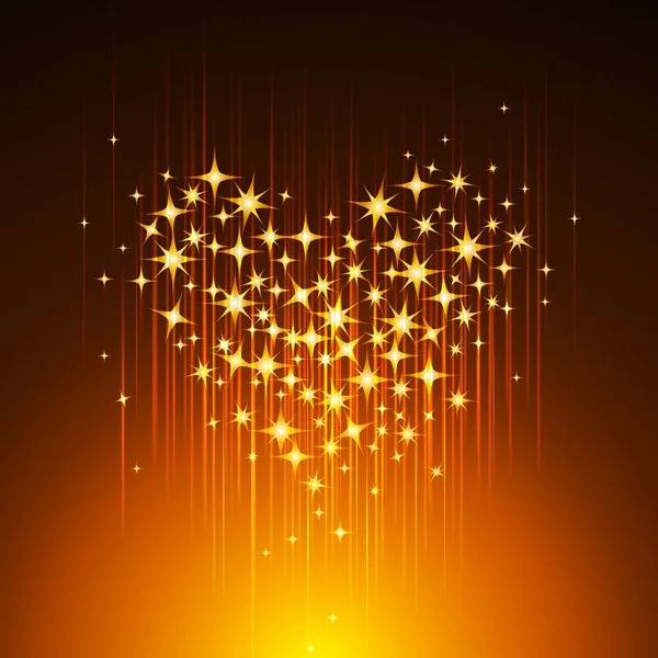 Goldenes Licht Herz Hintergrund — Stockvektor