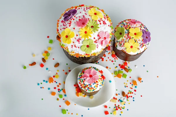 Homemade Panettone with colorful candy — Stock Photo, Image