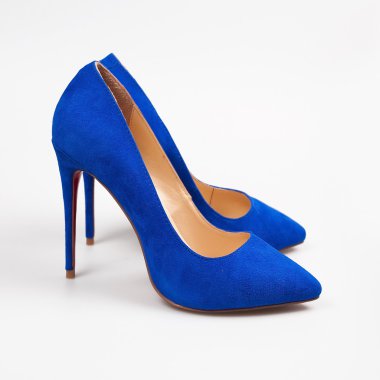 Kadın mavi yüksek topuklu ayakkabılar