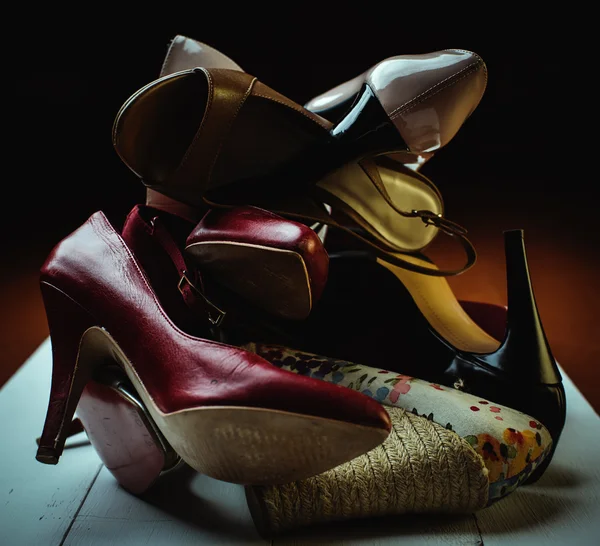Many female shoes — Stock Photo, Image