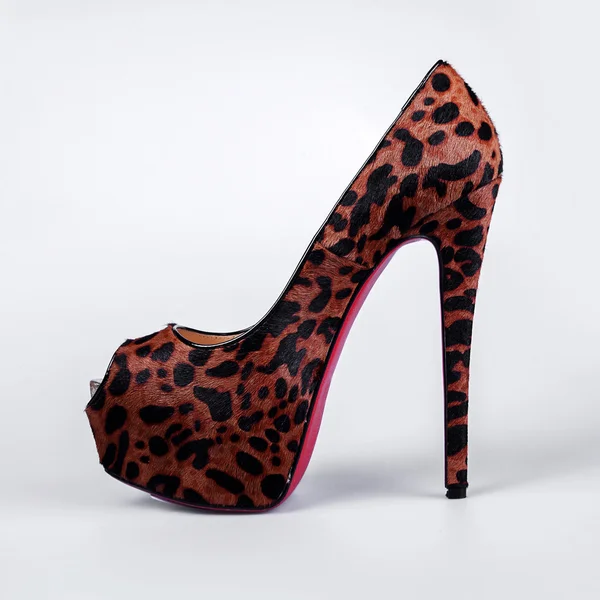 Sapatos de leopardo feminino — Fotografia de Stock