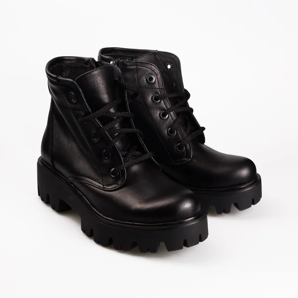 Black boots with laces — Stock Photo, Image