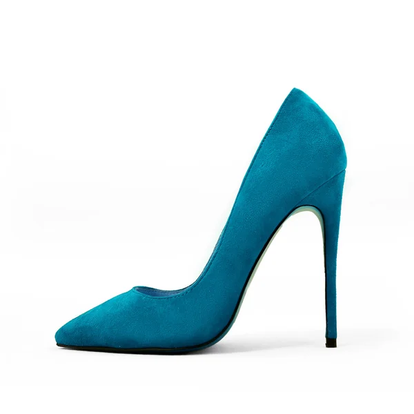 Scarpe con tacco alto blu femminile — Foto Stock