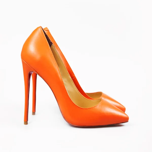 Laranja sapatos femininos — Fotografia de Stock