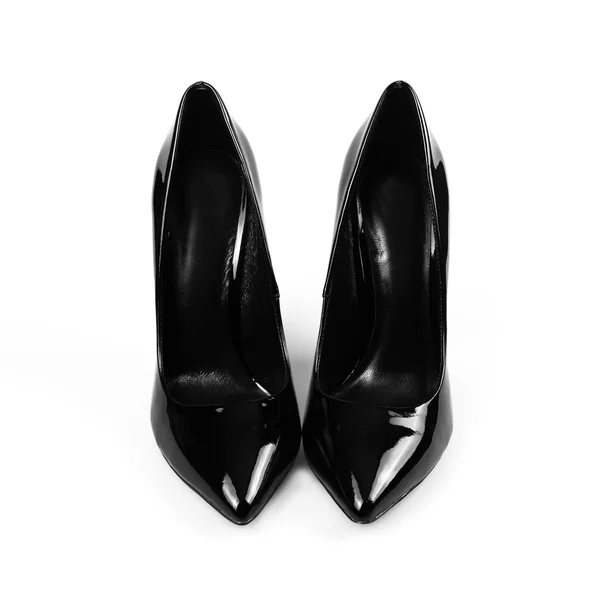 白で女性の黒い靴 — ストック写真